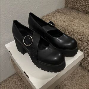 Dolls Kill Black Mary Jane Chunky Platform Shoes